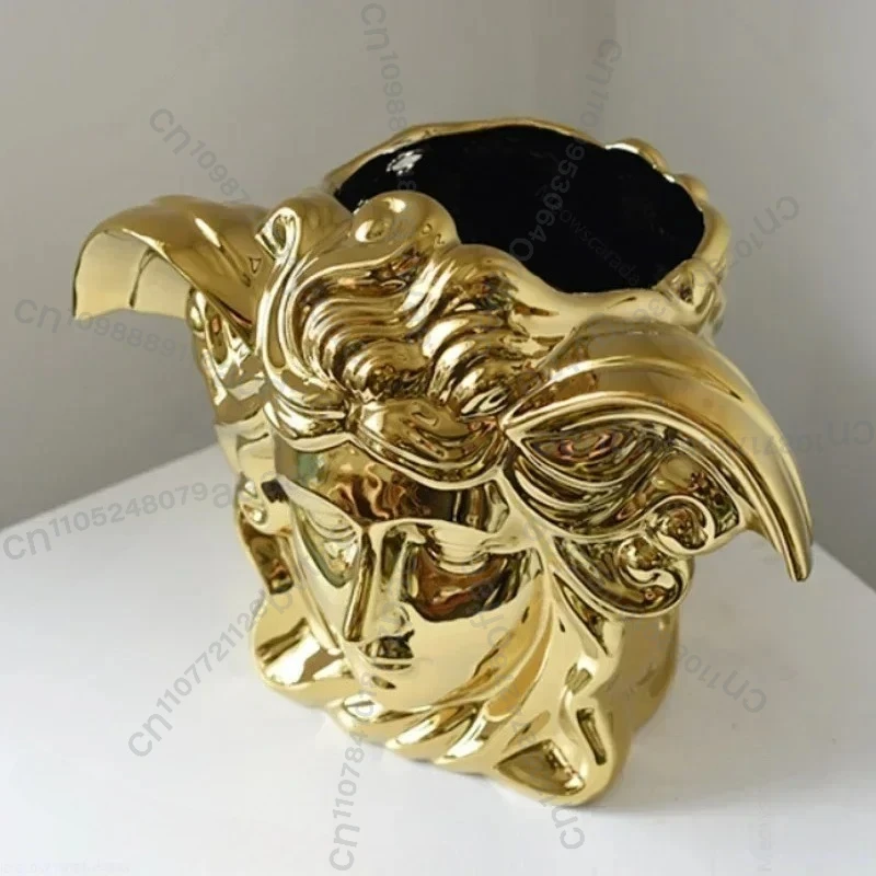 

European style light luxury electroplating golden brushed ceramic metal gold vase dining modern table home decoration wedding