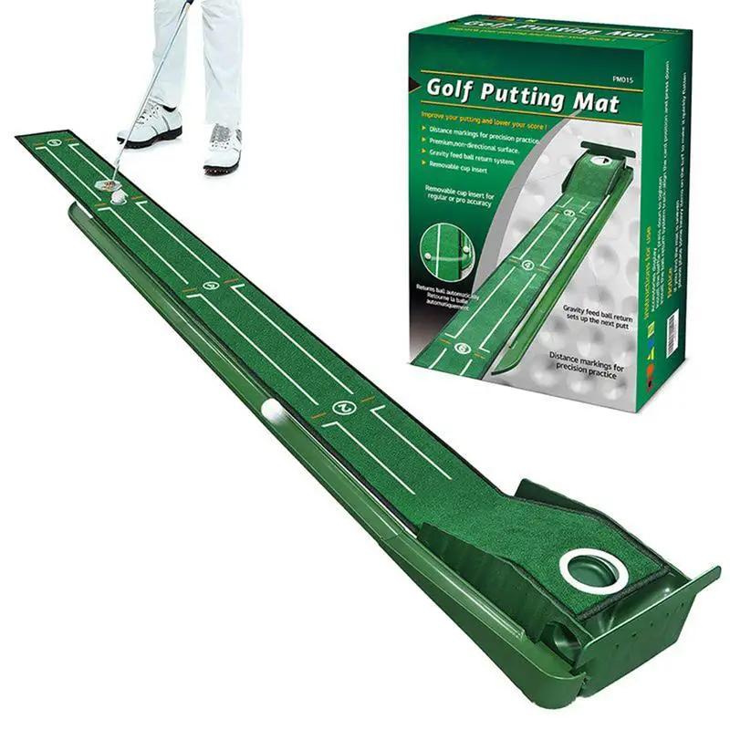 

Putting Mat Training Putting Green Golf Practice Velvet Mat With Alignment Guides And Automatic Ball Return For Women And Men