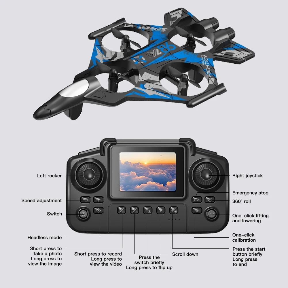 เครื่องบินบังคับวิทยุ YL86 RC Plane Fighter 2.4G รีโมทคอนโทรล สตั๊นท์ กลิเดอร์ 360 °   เครื่องบินโฟม EPP บินได้ พร้อมไฟ LED ของเล่นสำหรับเด็ก ของขวัญ