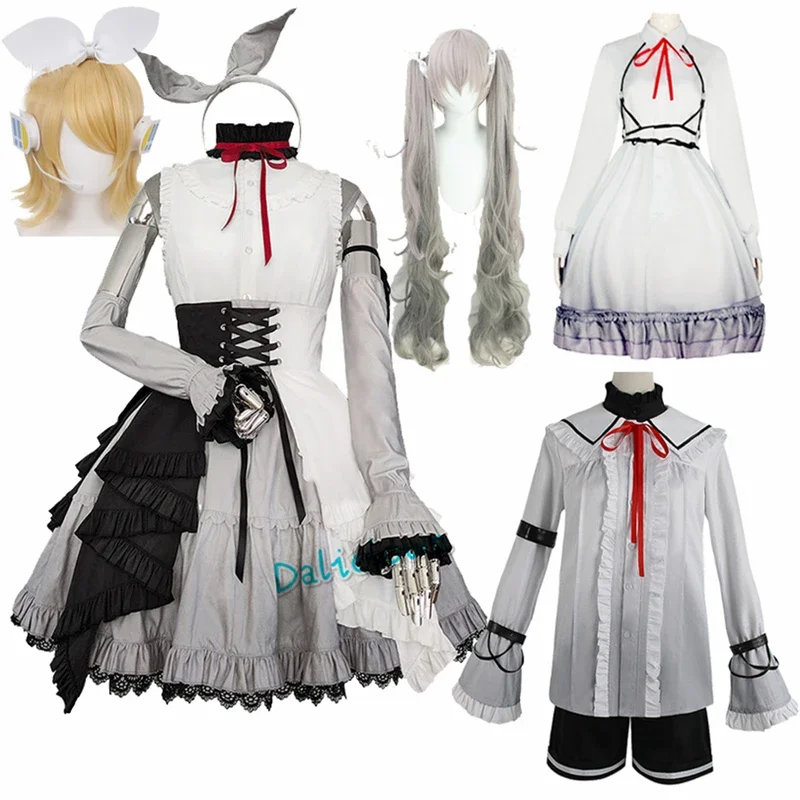

Костюм для косплея секай из игры, цветной сценический костюм для косплея Рина Len PJSK Nightcord At 25, певица, Дива, Мику, костюм, Униформа, парик, платье, наряд
