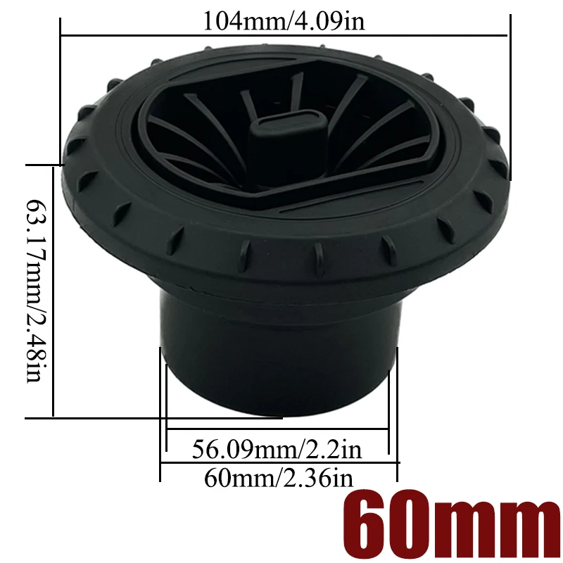 60mm 75mm Warm Ducting Air Vent Outlet 360° Rotatable Diesel Parking Heater Air Conditioner Round For Car Truck VAN Camper