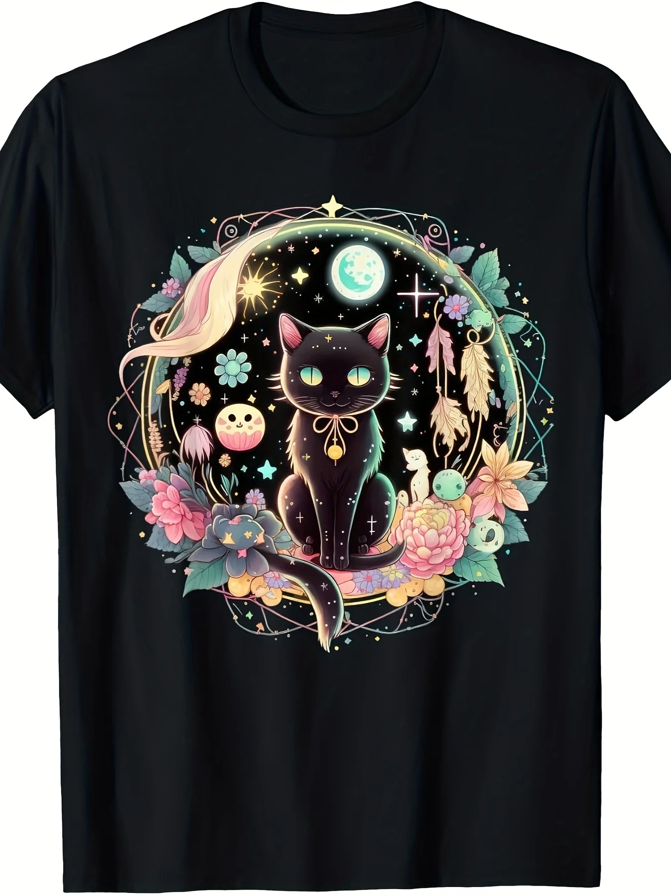 

Moon Phase Crystal Witch Cute Black Cat Kawaii Pink Gothic t-shirt