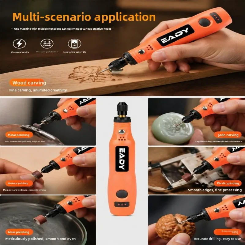 USB Cordless Rotary Tool Kit – Mini Electric Drill for Metal Polishing, Model Making, Acrylic Carving, Woodworking Engraving - view 6