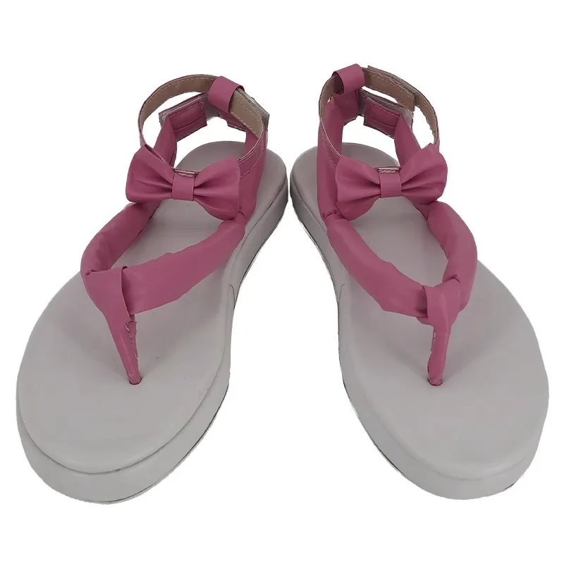 Demon slayer kimetsu no yaiba kanroji mitsuri cosplay sapatos feitos à mão sandálias rosa de couro falso