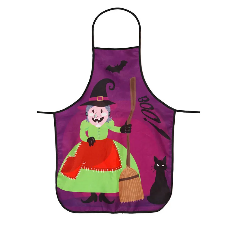 Halloween Apron Castle Expression Creative Apron Kitchen Housework Oil-proof Anti-fouling Linen Apron Can Be Customized