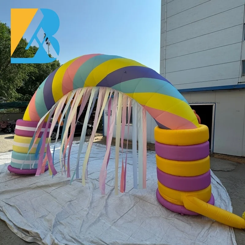 Op maat gemaakte evenementenfeestartikelen Gigantische opblaasbare snoepboog voor decoratiespeelgoed