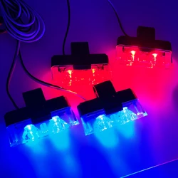 4 In 1 Red Blue Emergency Strobe Lights Police Lights 12V With Flash Grille Light for Cars Truck Van SUV