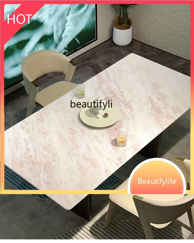32 Imported rose rainbow luxury stone dining table natural marble dining table premium dining table2936