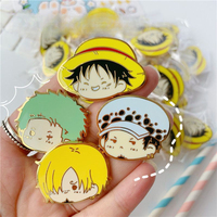 ONE PIECE Cartoon Luffy Trafalgar D Water Law Zoro Sanji Anime Figures Enamel Lapel Pin Fashion Jewelry Accessories Kids Toys