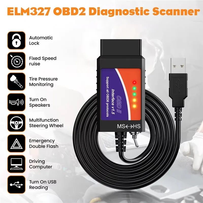 For Ford Automotive Diagnostic Scanner Tool OBD2 Forscan Code Reader USB V1.5 HS/MS CAN Switch ELM327 Obdmonster