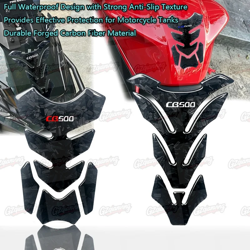 3D Gel Dome Motorcycle Tank Pad Protector Stickers Fit For CB500 CB 500 CB500X CB500F Forged Carbon Fiber Tank Waterproof & sli