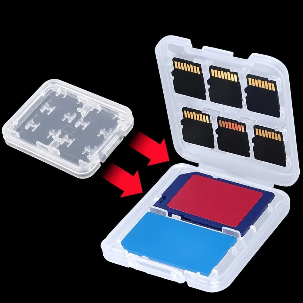 Waterproof Memory Card Storage Case Dustproof Plastic SD Card Holder Transparent Memory Card Protector SD SDHC TF MS Memory Card