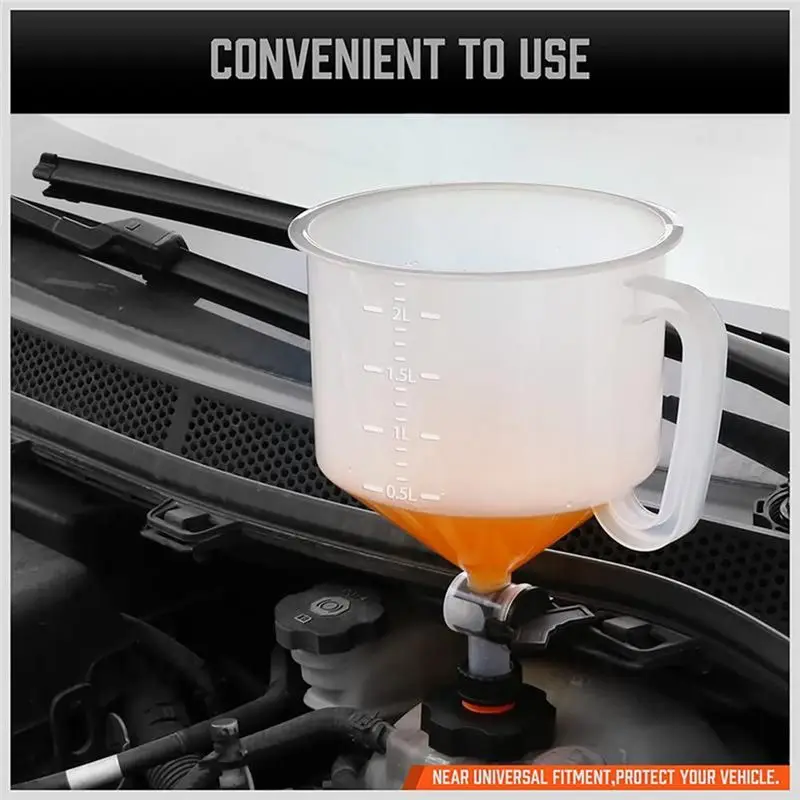 ABMI-Universal Vehicle Coolant Filling Kit 15Pcs Car Accessories Pour Oil Tool Spill Proof Plastic Filling Funnel Spout,