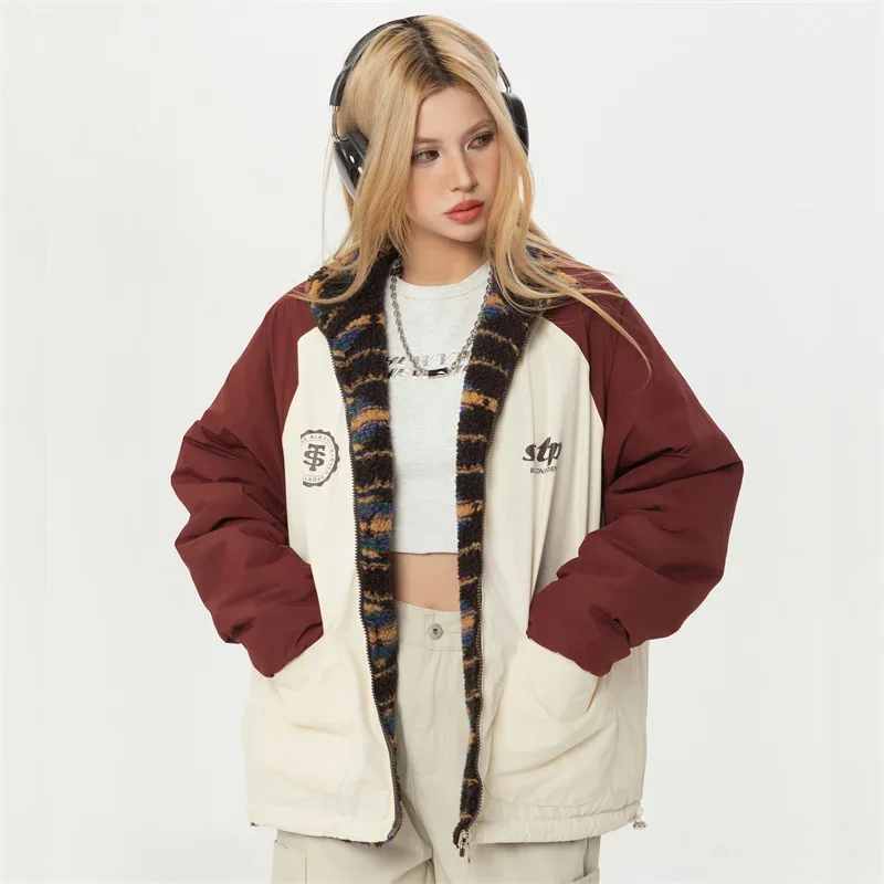 Winter Coats Woman 2024 Berber Fleece Reversible Style Winter Jackets Women Color Matching Fashion Women's Demi-season Jacket