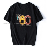 Made In 1980 Birthday School Retro T-Shirt Cotton T Shirt Oversized Unisex Tops Streetwear Men's Clothing