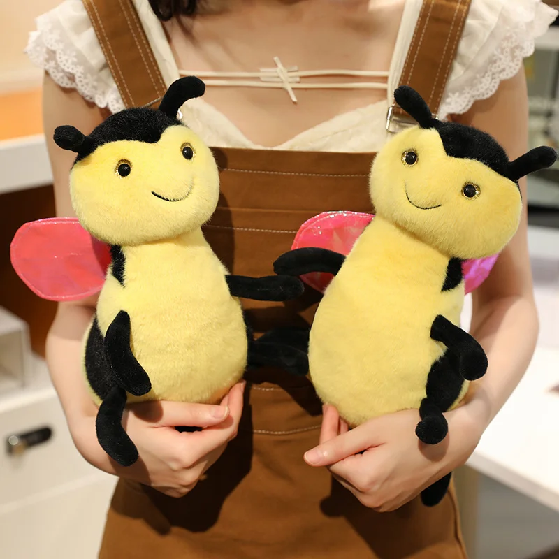 

25-30cm New Cute Bee Plush Toys Kawaii Stuffed Animals Bees with Wings Plushies Doll Baby Sleeping Pillow Soft Kids Toys Gifts