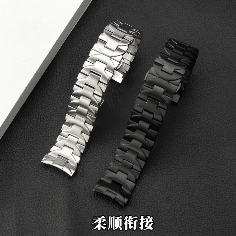 For Panerai Luminor PAM411 PAM111 PAM01316 Solid Stainless Steel Curved End Link Watch Strap Adjustable Band 24mm Bracelet