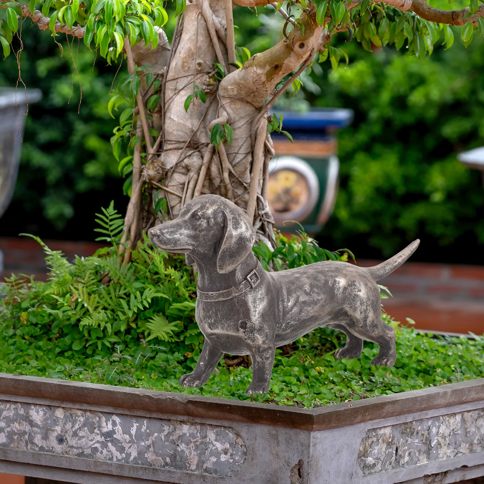 

Dachshund Statue Garden Decoration Resin Animal Sculpture Dog Statues Outdoor Puppy Decorations Crafts Ornament Figurine