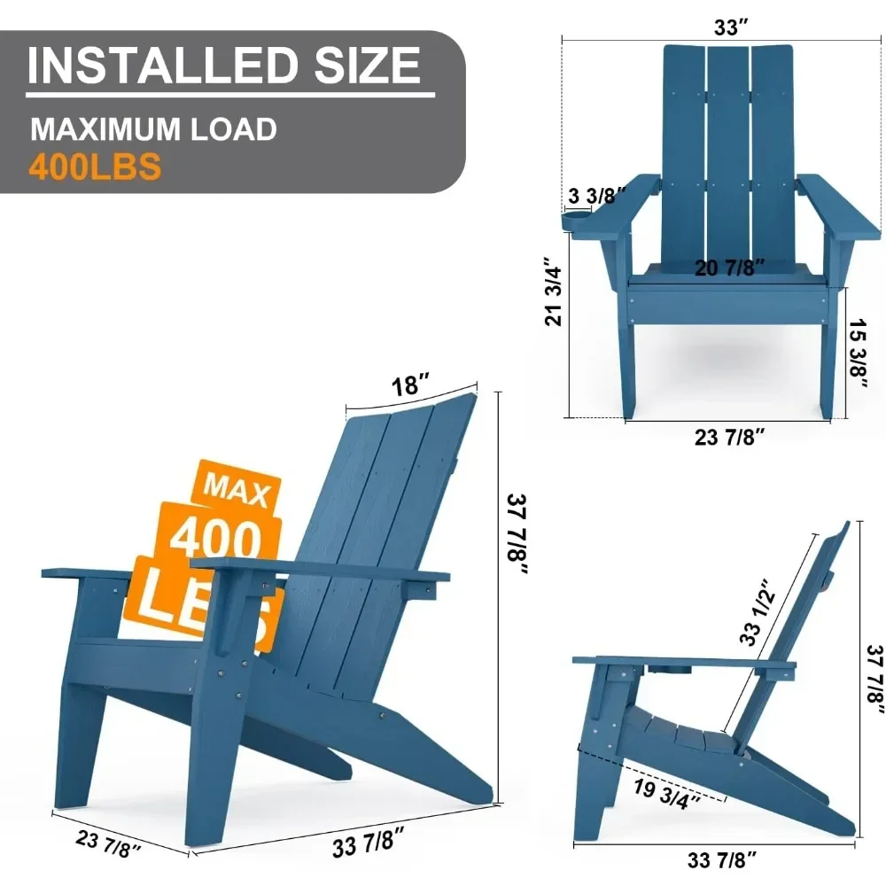 Oversized Fire Pit Chairs with Cup Holder, Outdoor Plastic Chairs for Firepit Area Seating, Weather Resistant, Free Shipping