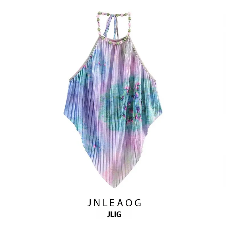 JNLEAOG 春の新女性のファッションデザインセクシーなストラップトップネックハンギングブライズメイドドレスポリエステル繊維ルーズフィットアウターウェア 1