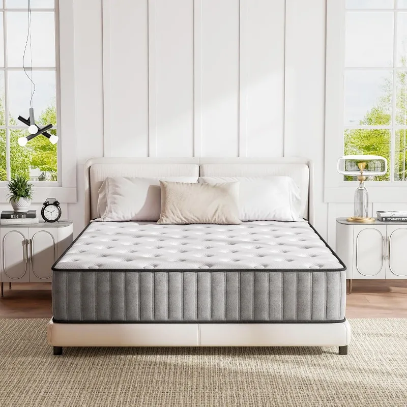 8 inch Cooling-Gel Memory Foam and Pocket Spring Hybrid Mattress,Medium Firm Feel,Full Size Mattress in a Box, Double Mattress