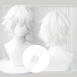 Anime Kaneki Ken Cosplay Wigs Short White Fluffy Wigs Eye Patch Heat Resistant Synthetic Hair Party Role Play