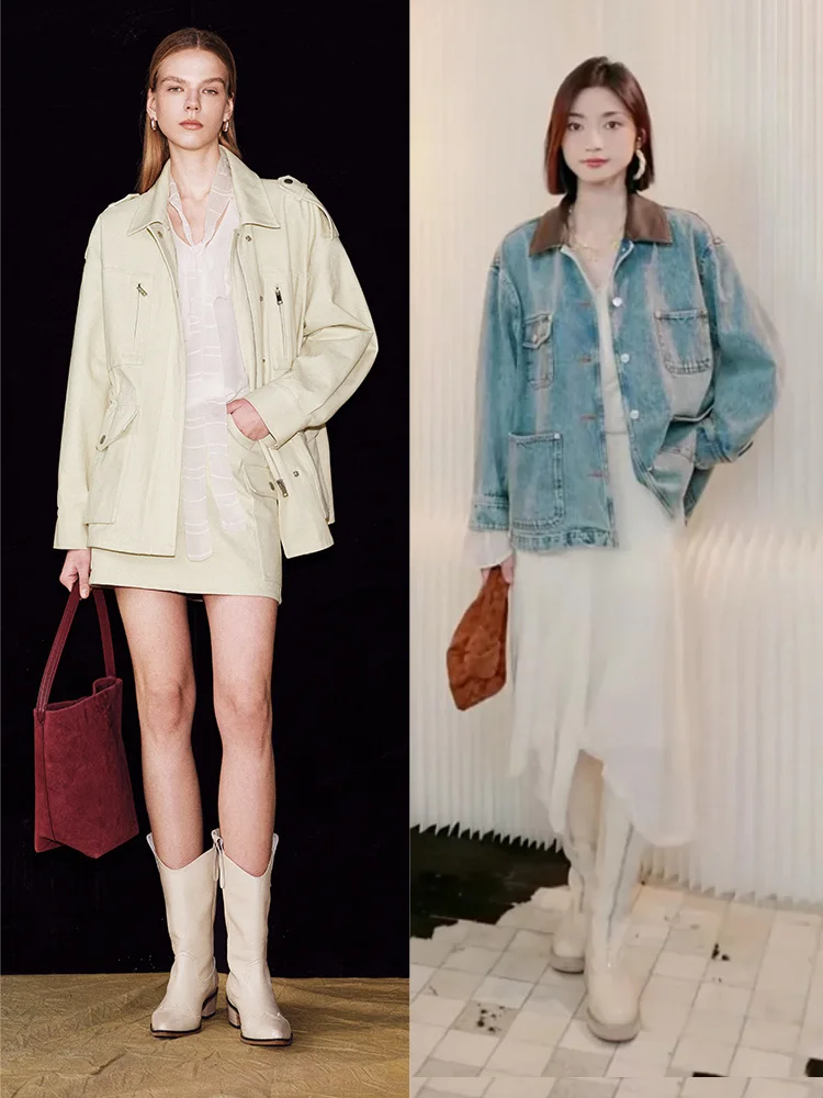 

Женская удлиненная куртка-жакет Wind Home Early Spring Exclusive Dyeing, 3 цвета, в стиле ретро, из плотной ткани, для работы, модель Sle Jaet Coat...