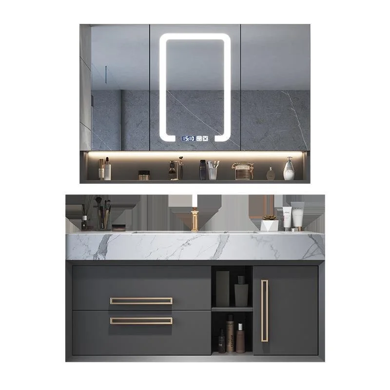 

Modern solid wood bathroom mirror cabinet bathroom sink with painted surface waterproof smart mirror
