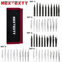 10Pcs Tweezers Set With Bag Industrial Electronic ESD Stainless Steel Anti-Static Precision Tweezer Kits Phone Repair Hand Tools