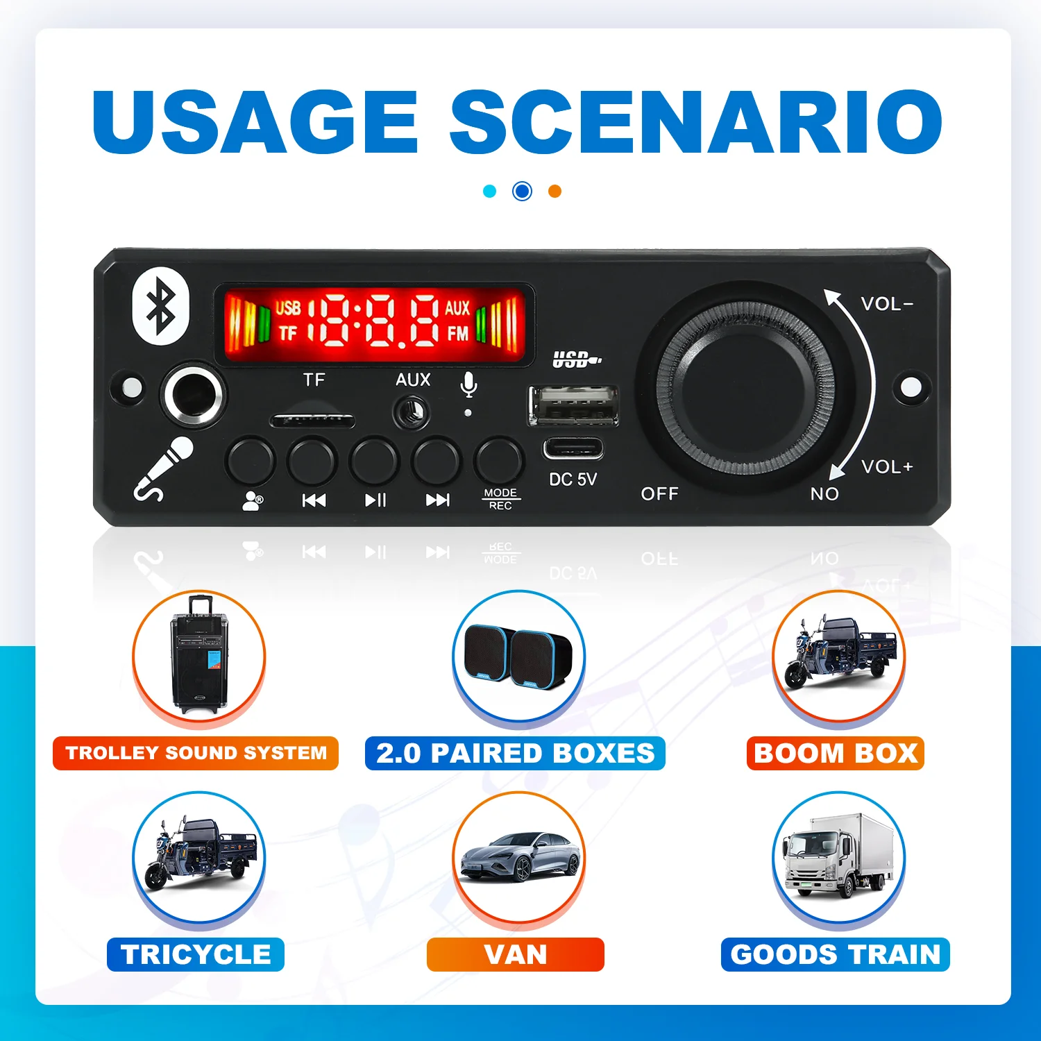 2*3W 6W wzmacniacz 5V płyta dekodera MP3 Bluetooth 5.0 Stereo samochód DIY Audio MP3 odtwarzacz FM Radio TF USB 6.5mm Mic jack rekord rozmowy