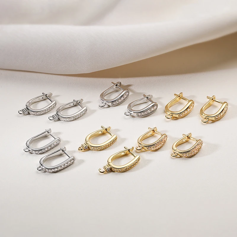 18k Gold Plated Ear Wire Fasteners Earring Hooks Brass Metal Earring Clasps Fittings for DIY Women Earrings Making