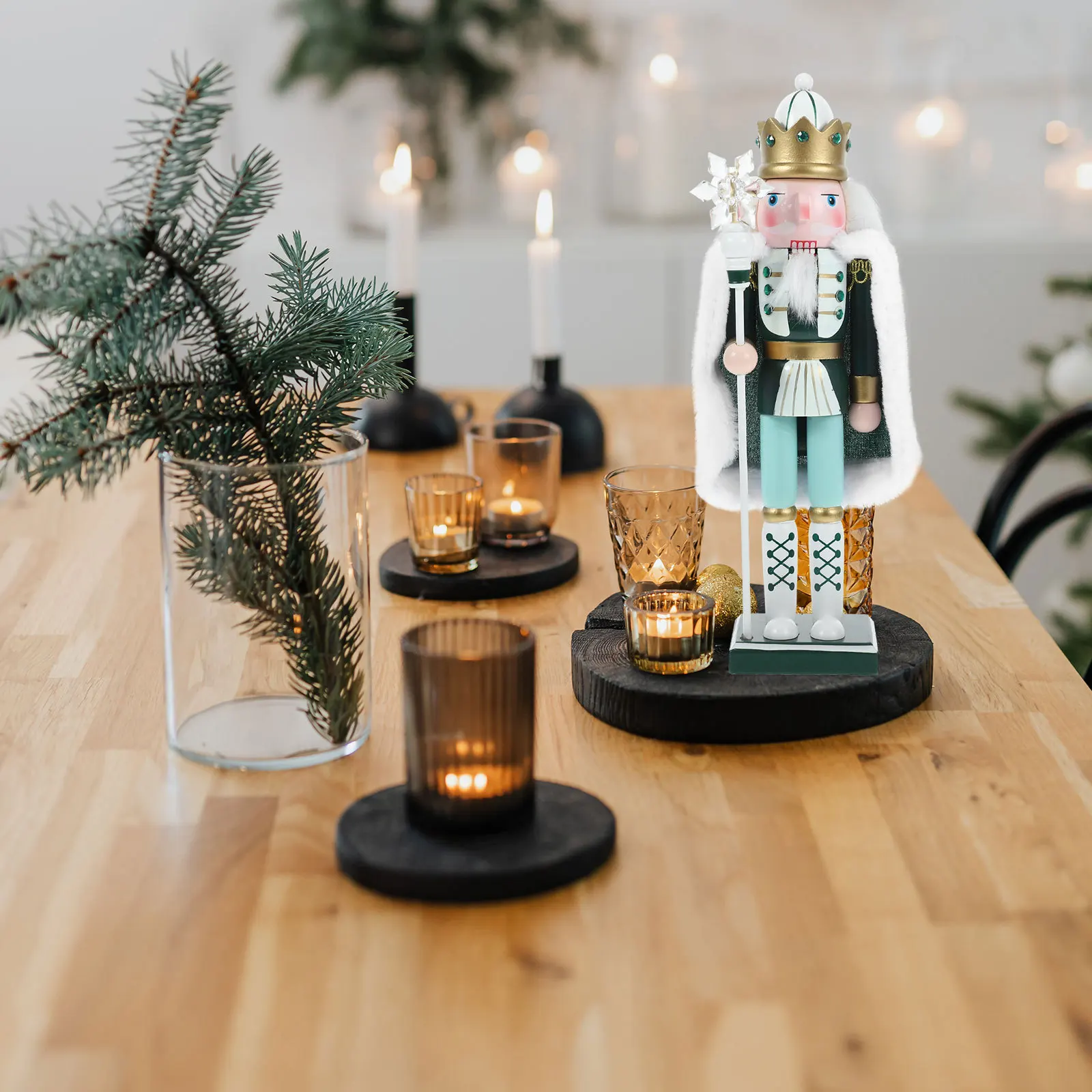 

Exquisite Christmas Nutcracker Ornament Handcrafted Wood Design for Xmas Table Centerpiece Festive Room Decor Decoration