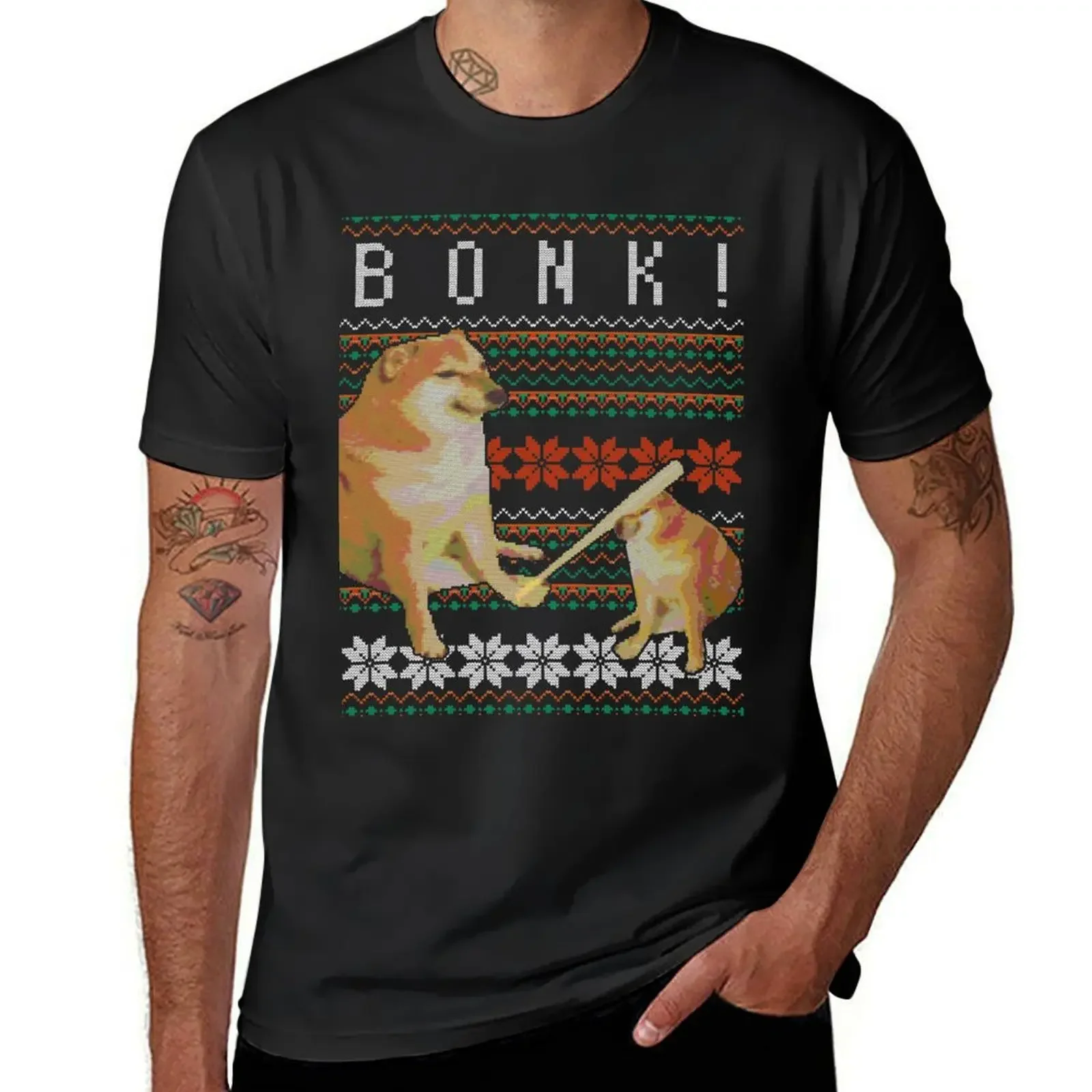 

Bonk! Cheems Doge Ugly Christmas Sweater T-Shirt anime clothes blanks graphic t shirts mens graphic t-shirts pack