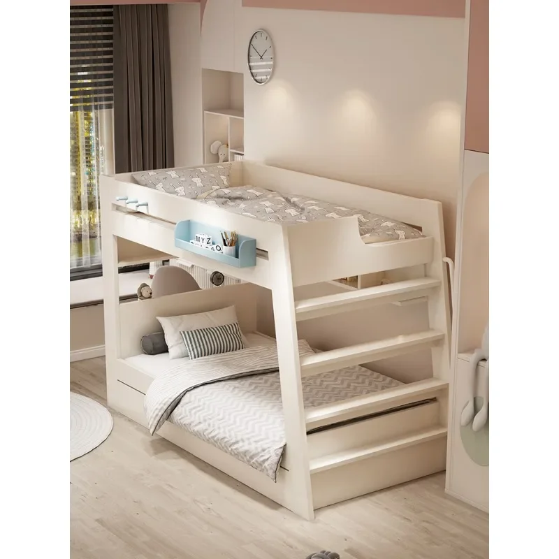 Children's bed with the same width bunk bed, two-story solid wood frame, adult bunk wooden bed, staggered high and low mother be