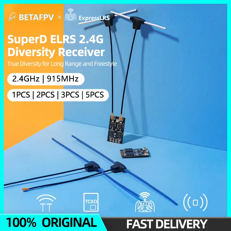 1/2/3/5PCS BETAFPV SuperD ELRS 2.4G/915MHz Diversity Receiver ExprssLRS RX 2T Antennas For RC FPV Long Range/Freestyle Drone