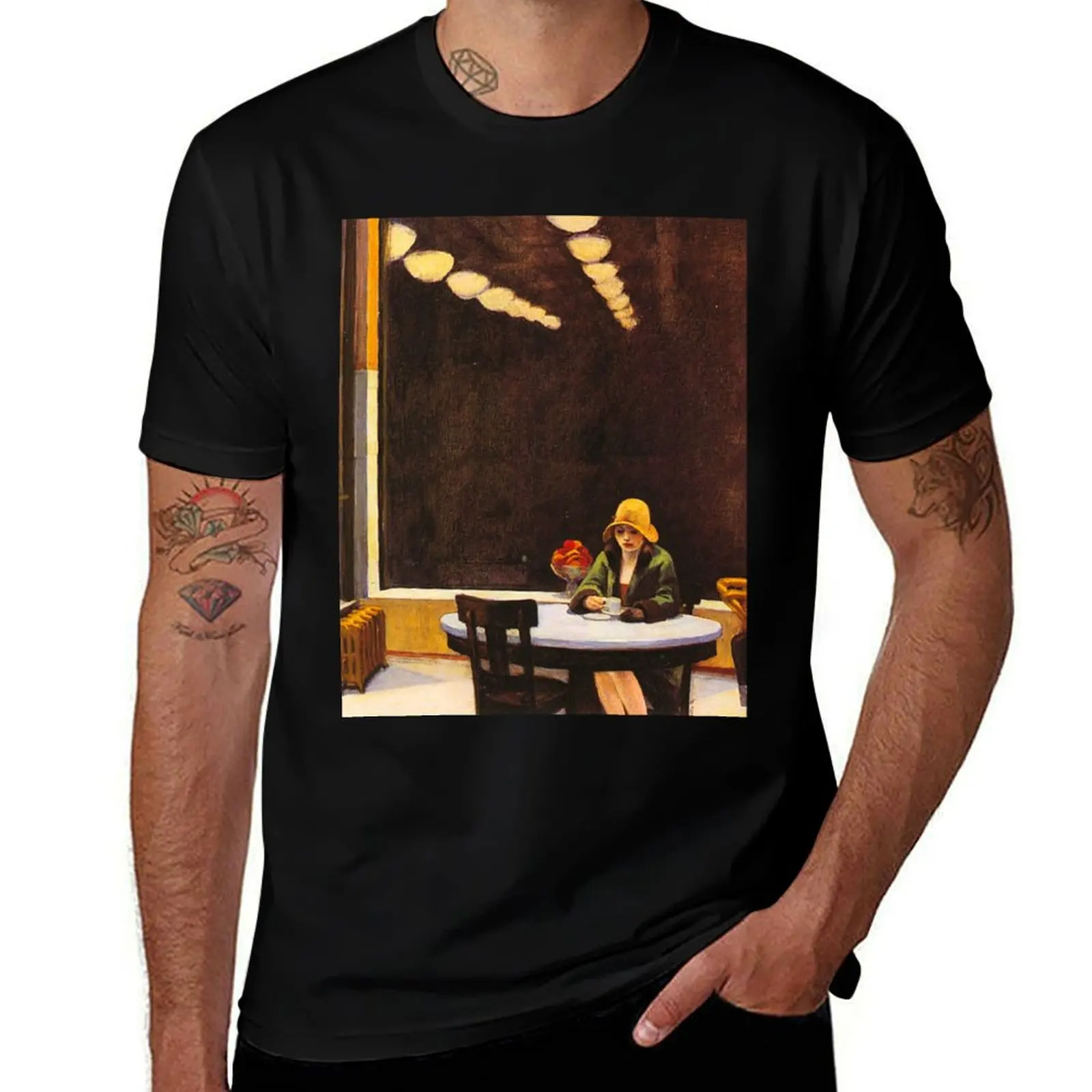 Vintage Edward Hopper Automat T-Shirt Plus Size Gym Sports T-Shirt