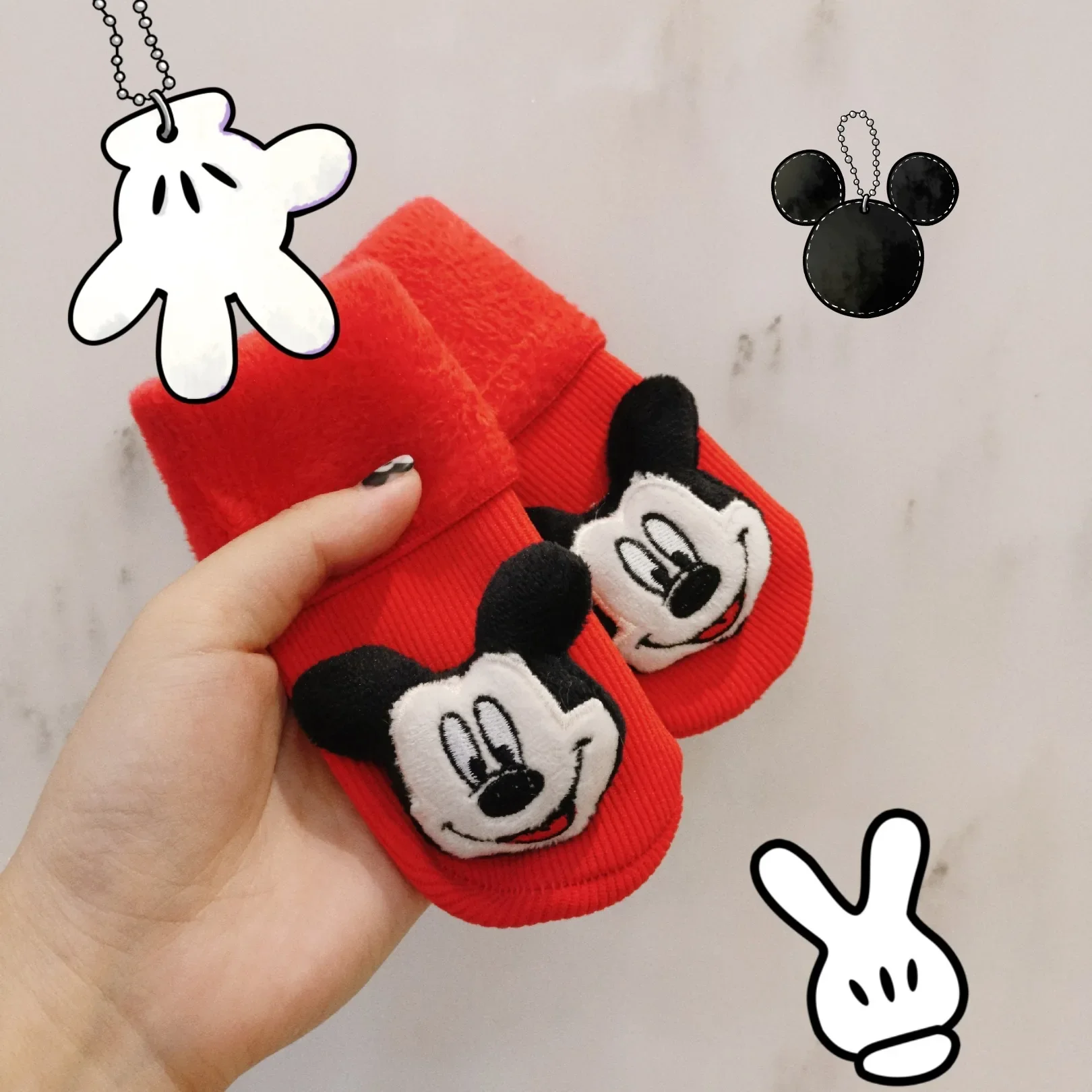 Winter Baby Girls Socks Newborn Mickey Minnie Baby Socks Infant Baby Boy Socks Anti Slip Soft keep warm Floor Sock Shoes