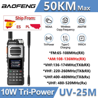 Baofeng UV-25 10W High Power Long Range Walkie Talkie  Full Band Wireless Copy Frequency NOAA Type-C UV-25M Ham Two Way Radio