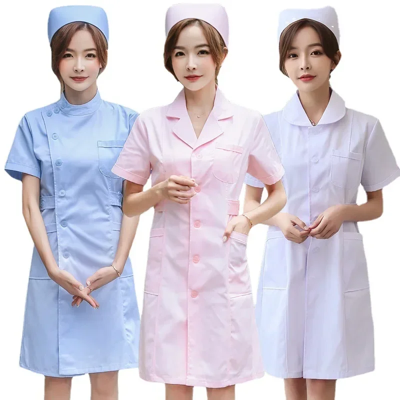 

Nurse Uniform Long-sleeved Doll Suit Collar White Coat Short-sleeved Suit Two-piece Work Clothes Hospital Uniform Stand Collar