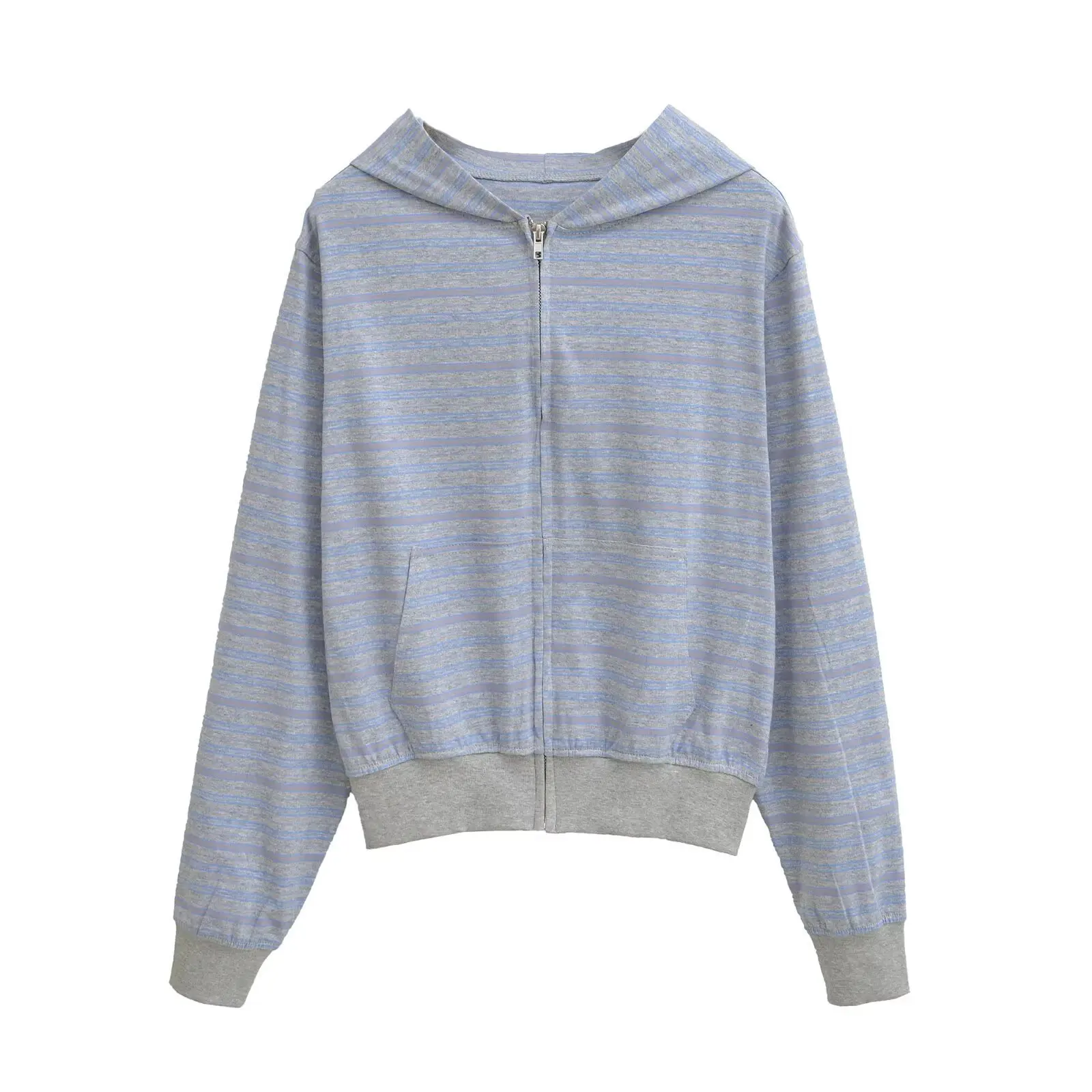 Sudadera con capucha Retro a rayas con cremallera para mujer, chaqueta informal holgada para chica perezosa, sudadera cómoda de nuevo estilo para otoño, prendas de vestir exteriores
