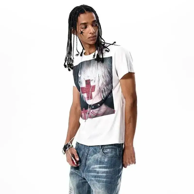 LUZHEN 2026 Short Printed Summer Fashion T-shirts Original Pattern Sleeve Men's High Quality Pure Cotton Casual Male Tops JY9042