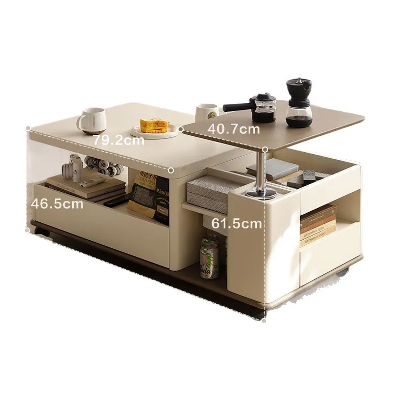 Mesa de centro longa de laje de rocha, luxo, simples, moderna, sala de estar, levantamento móvel, casa, pequeno apartamento