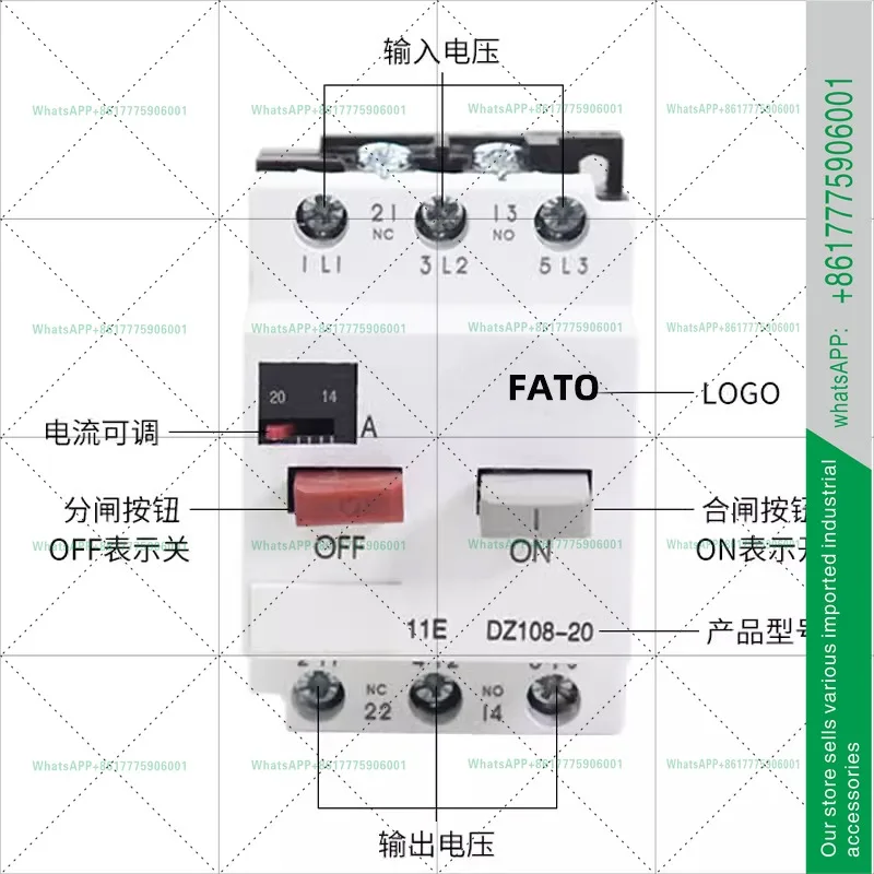 Low voltage circuit breaker DZ108-20 6.3A 5A10A8A20A motor protector empty open 1-20A
