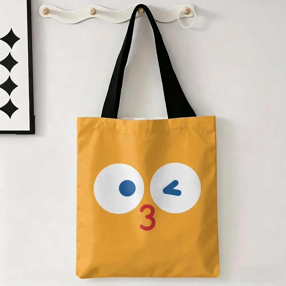 

Cute Cartoon Face Storage Bags Storage Bags Canvas Tote Bag Large Capacity Shoulder Fashion Eco Shopping Handbag