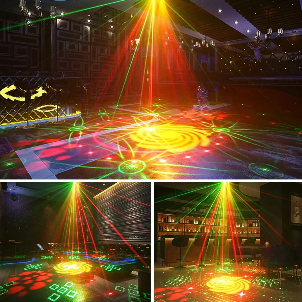 Honeycomb Padrão Party Lights, 3 em 1 Iluminação Cénica, Som Ativado Strobe Light, Controle Remoto para Bar, Clube, Aniversário, KTV