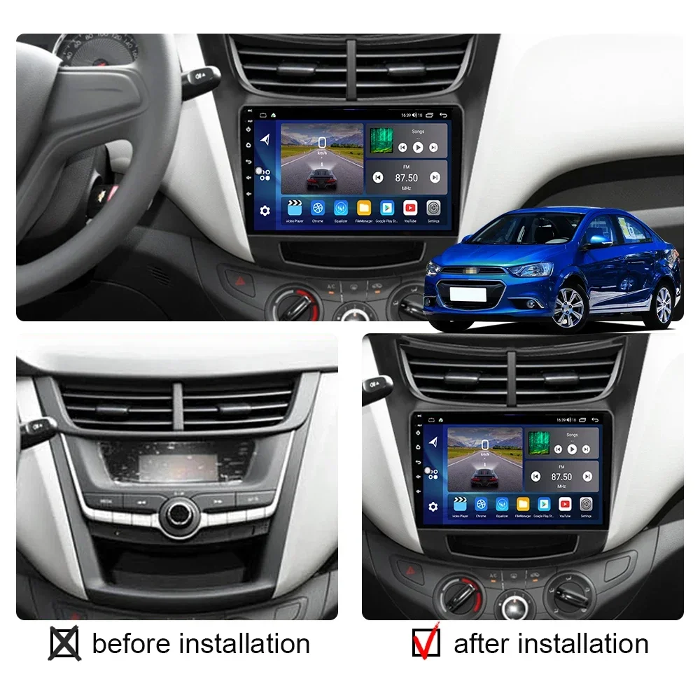 Android 14 For Chevrolet Sail aveo 2015-2022 Car Radio Stereo Player 5G WiFi DSP GPS Navigation Carplay Android Auto 360 camera