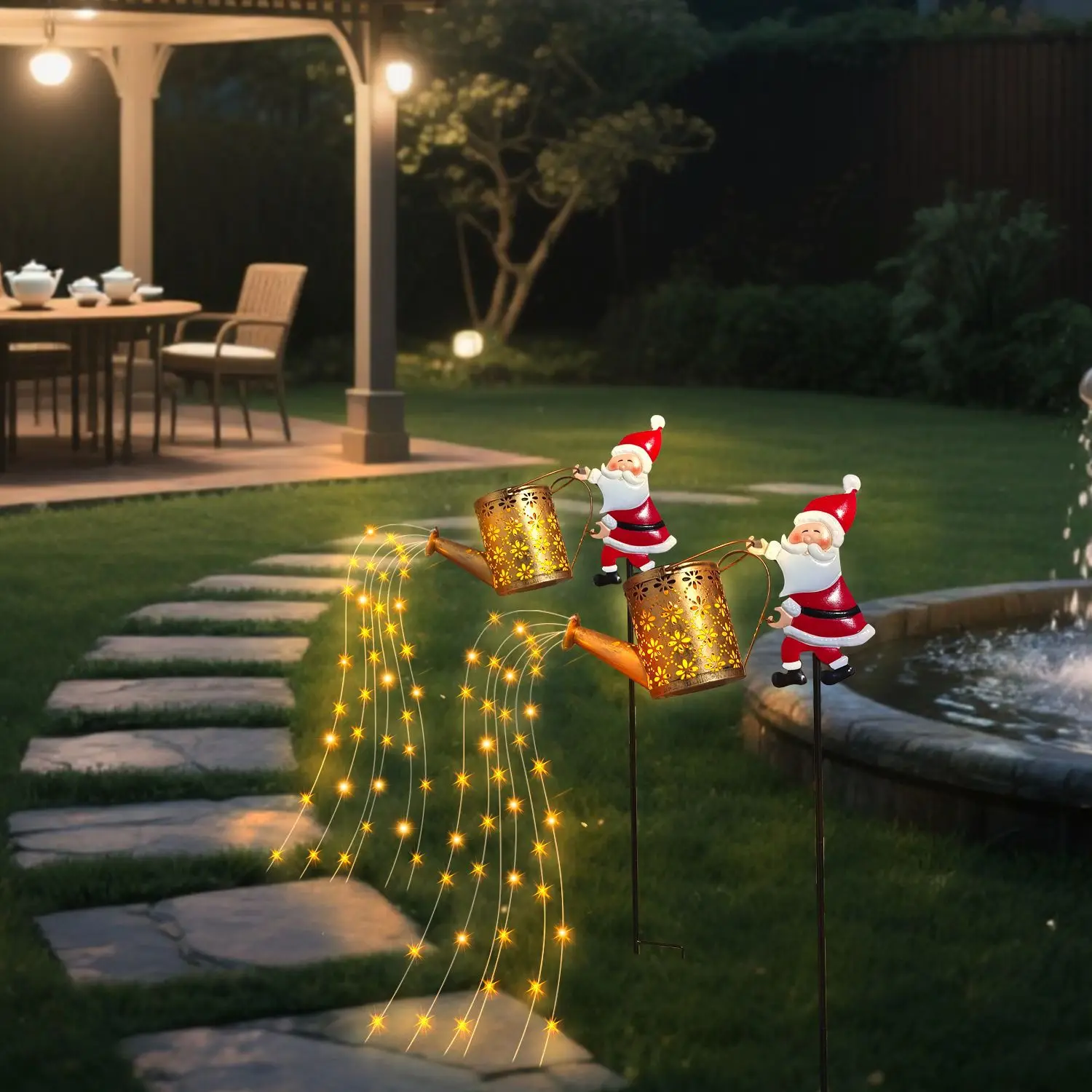 

Solar Christmas Santa Claus Sprinkler Light - Eco-Friendly Outdoor Yard Garden Landscape Lamp, Festive Lawn Decor