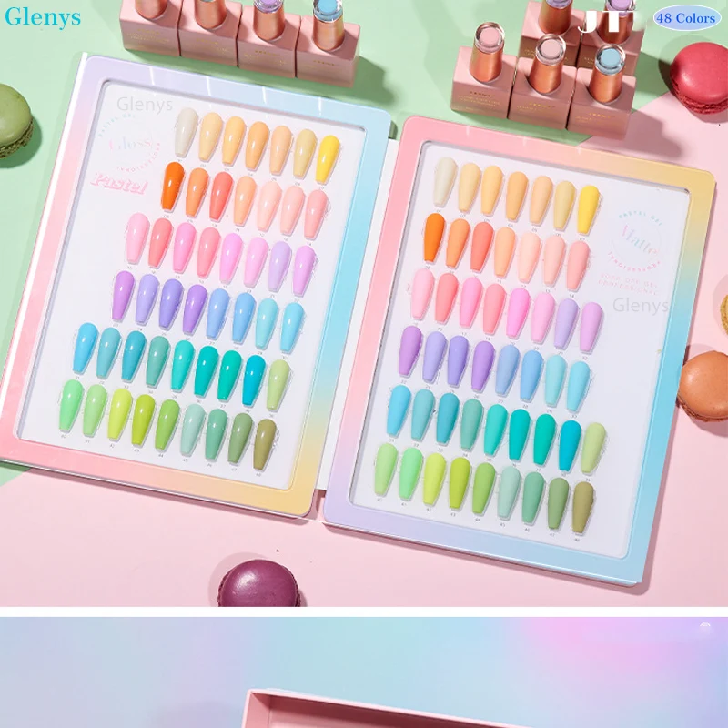 Glenys 48 couleurs Macaron vernis à ongles gel net rouge populaire gel d'immersion semi permanent UV LED salon de manucure art vernis ensemble
