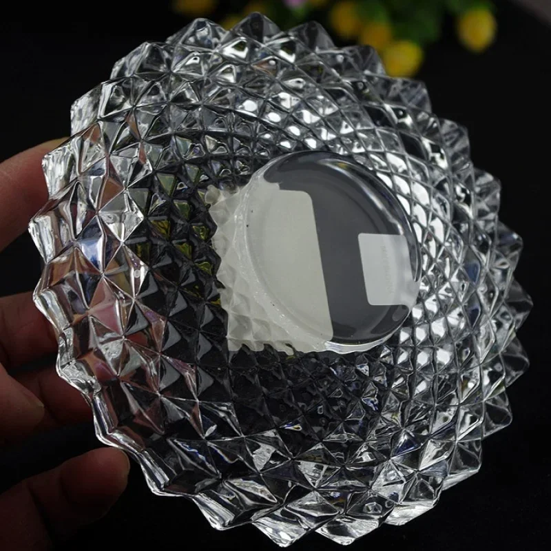 Round Diameter 130mm Clear Crystal Ashtray High-grade Refined Glass Creative Office ashtray Bedroom, living room, hotel supplies