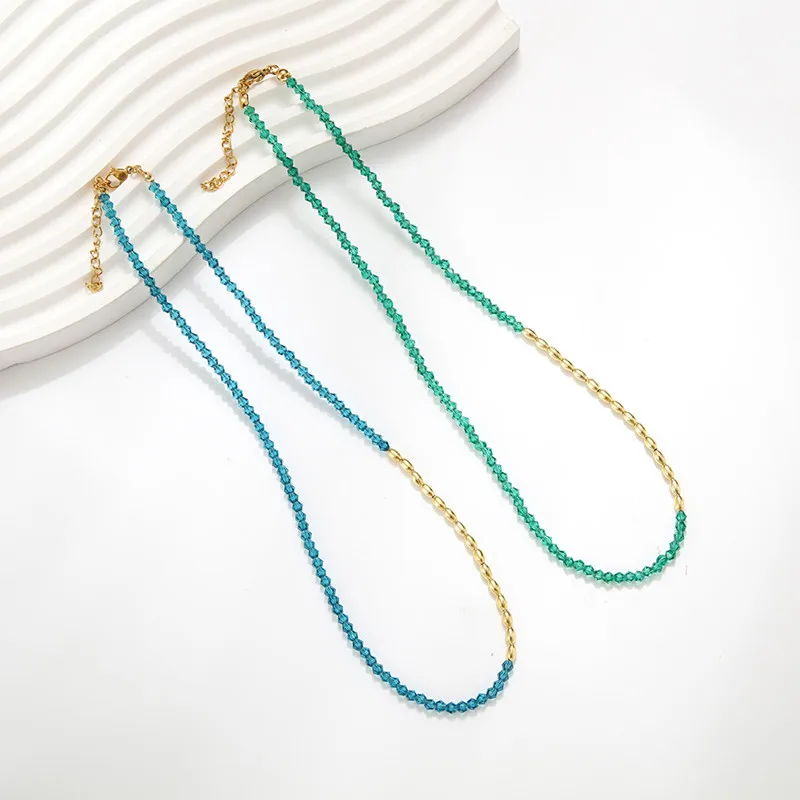 ZGMXR Rice bead necklace Originality Crystal Hand knitting Chroma Bohemia Female Adjustable Fashion Simple Beaded necklace